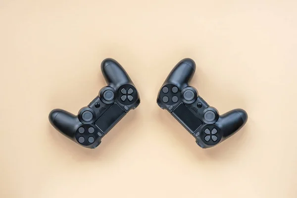 Deux Manettes Jeu Pour Une Console Jeu Vidéo Noir Sans — Photo