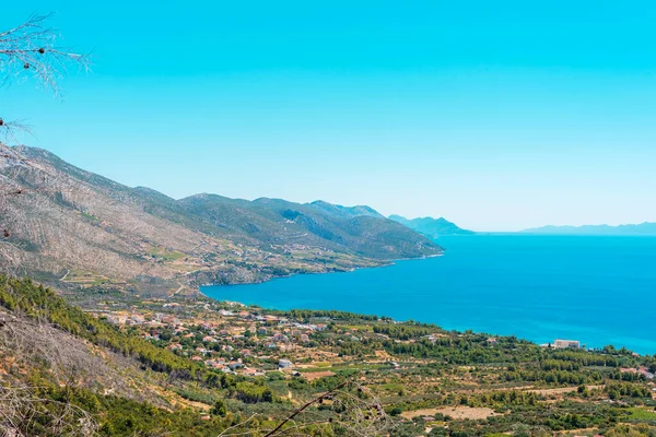 Havsvik Och Utsikt Över Byn Orebic Peljesac Halvön Kroatien — Stockfoto