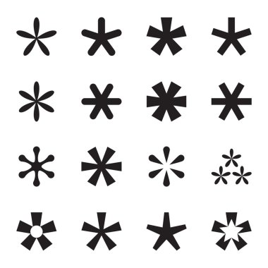 Asterisk (footnote, star) icons set. Vector illustration clipart