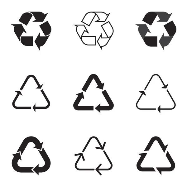 Collection of black recycle icons on white background