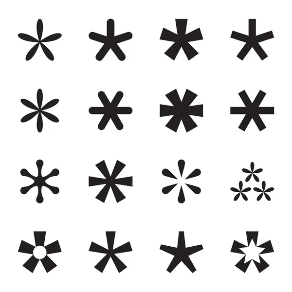 Conjunto de iconos de Asterisk (nota al pie, estrella). Ilustración vectorial — Archivo Imágenes Vectoriales