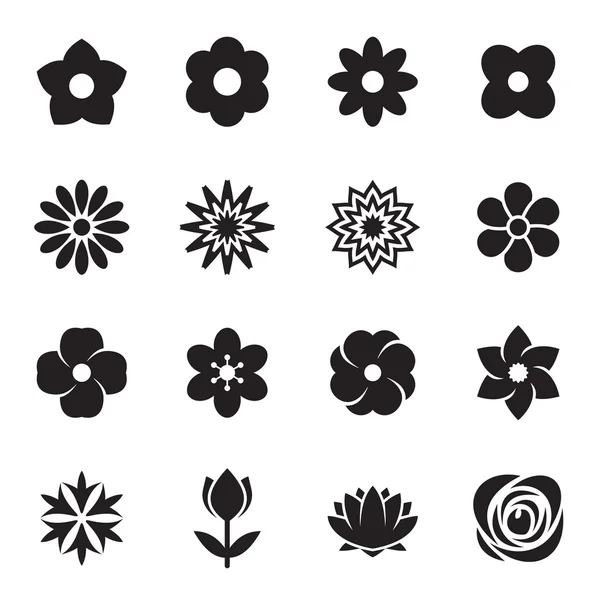 Icone di fiori. Illustrazione vettoriale — Vettoriale Stock
