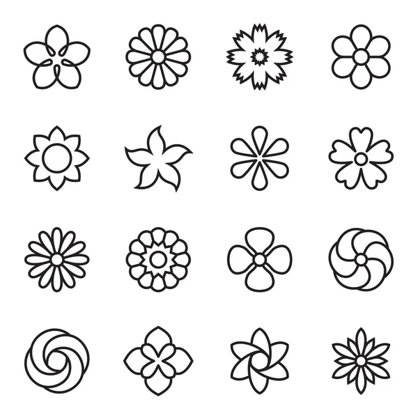 Iconos de flores lineales. Ilustración vectorial — Vector de stock