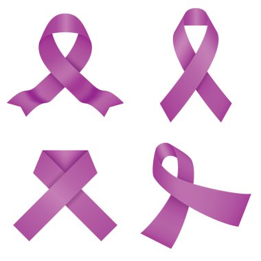 Purple awareness ribbons isolated on a white background. Vector  clipart