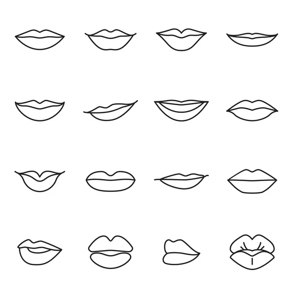 Icons of female lips — Stock Vector