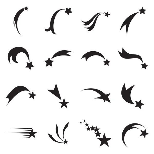 Shooting star icons. Falling star icons. Comet icons — Stock Vector