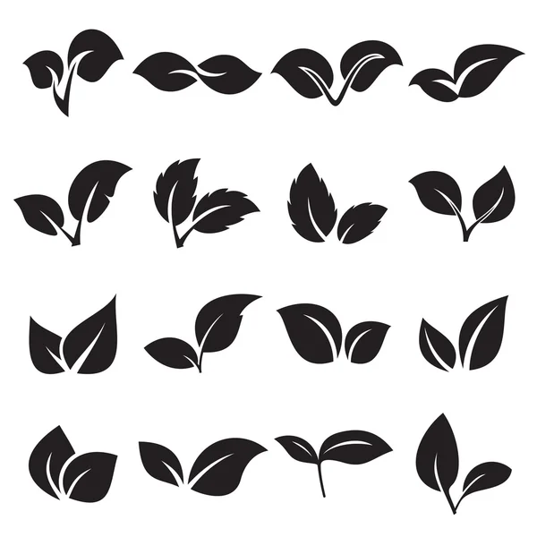 Due foglie di icone. Illustrazione vettoriale — Vettoriale Stock
