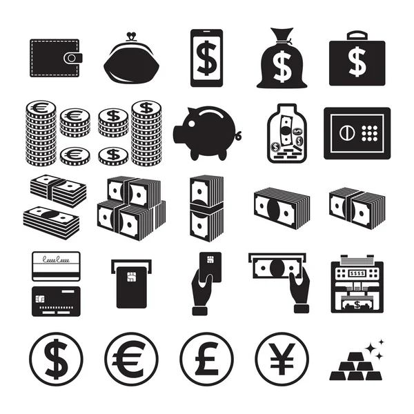 Set van geld pictogrammen — Stockvector