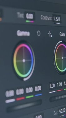 Renk derecelendirme arayüzü canlı renk tekerlerini ve ayarlama kaydırıcılarını göstererek, video görsellerini geliştirmenin titiz sürecini, karmaşık ayrıntıları yakalamada pürüzsüz bir yakınlaşmayla göstermektedir