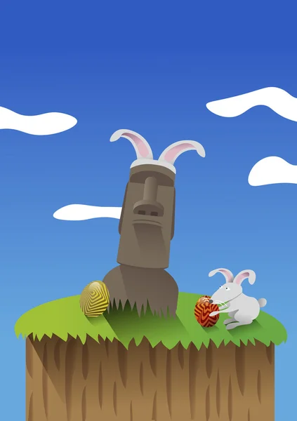 Celebrating Easter in Easter Island — Stock Vector