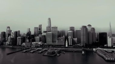 San Francisco 'nun fütüristik havası Siyah-Beyaz Skyline