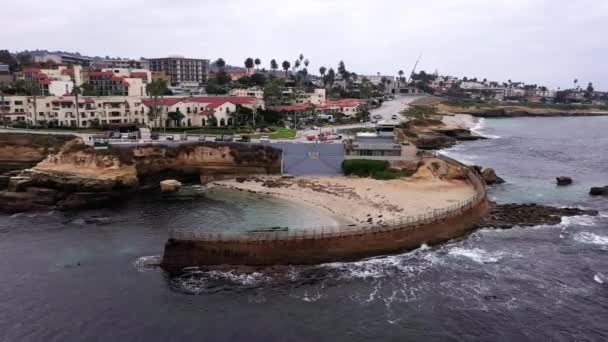 Aerial of Childrens Pool in La Jolla, California. — Stock Video