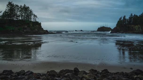Scenic nature time-lapse Sunset Bay Oregon Coast — Stock Video