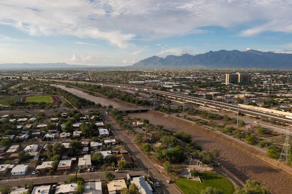 Raging river in Tucson, Arizona after heavy monsoon rain