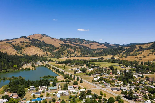 Aerial photo of Powers, Oregon — Stock Photo, Image