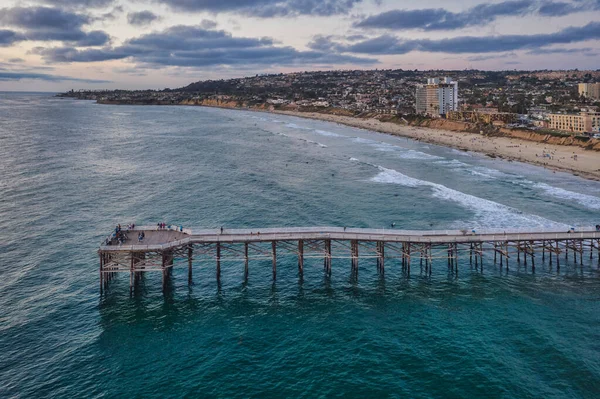 Aerial of Crystal Pier en Pacific Beach, San Diego — Foto de Stock