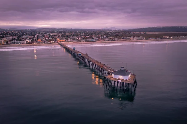 Imperial Beach Pier in San Diego at sunset. Drone photo. — Stock Photo, Image