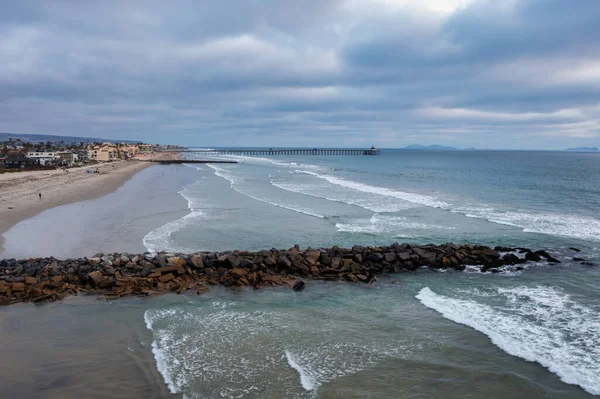 Vue aérienne des jetées et de la jetée Imperial Beach — Photo