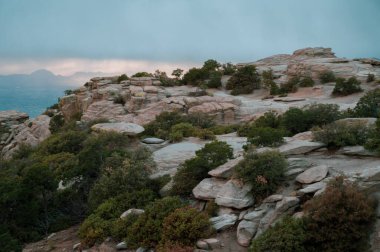 Dağ 'daki kayalar ve ağaçlar. Lemmon Tucson, Arizona yakınlarında.