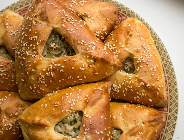 Эчпочмак - мясные пироги, картофель и зелень. Татарское блюдо Стоковое Изображение