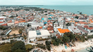 Tanzanya 'daki Zanzibar Adası' nın havadan görünüşü.