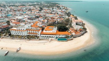 Tanzanya 'daki Zanzibar Adası' nın havadan görünüşü.