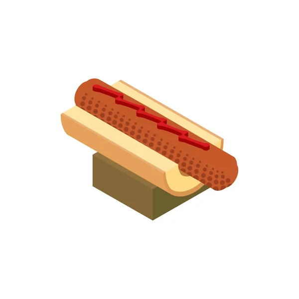 Icono Isométrico Hot Dog Diseño Color Plano — Vector de stock