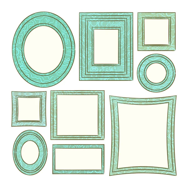 Set Cornici Decorative Illustrazione Vettoriale Disegnata Mano Colori Piatti — Vettoriale Stock