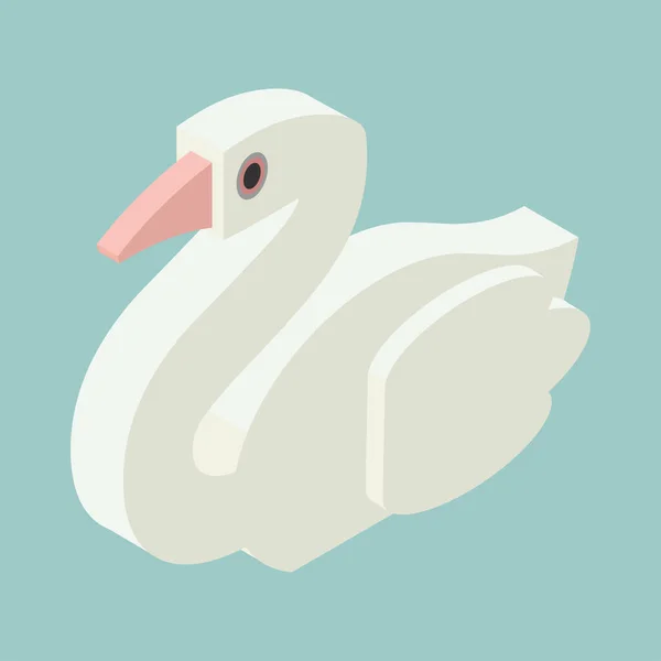 白鳥の等角アイコン 手描きベクトルイラスト — ストックベクタ