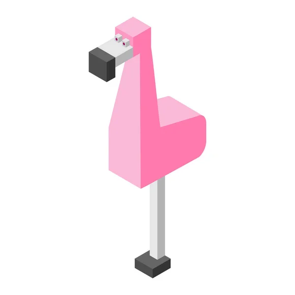 Flamingo Isometrisches Symbol Handgezeichnete Vektorillustration Flache Farben — Stockvektor