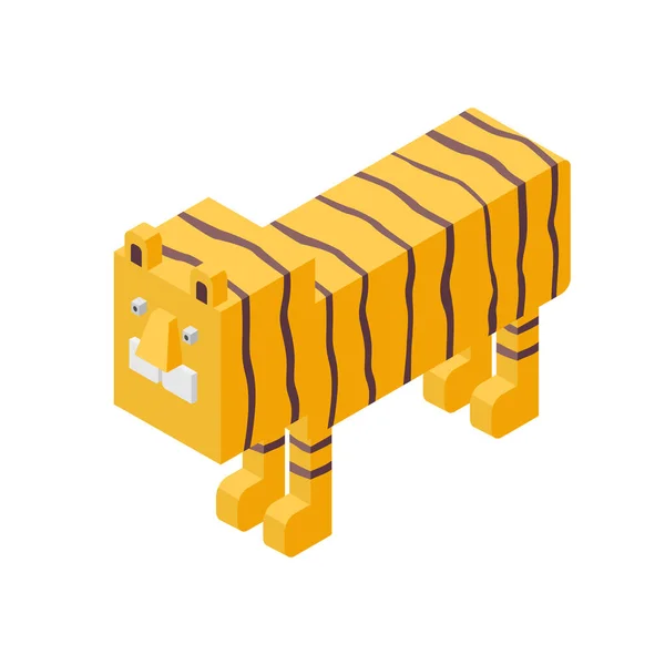 Ikona Izometryczna Tygrysa Ręcznie Rysowany Wektor Ilustracji Kolory Płaskie — Wektor stockowy