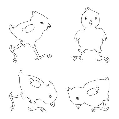 Paskalya piliçleri - elle çizilmiş vektör çizimi. Düz renkler.