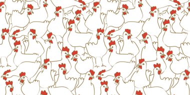 Tavuk yetiştiriciliği - kusursuz bir düzen. El çizimi vektör illüstrasyonu.