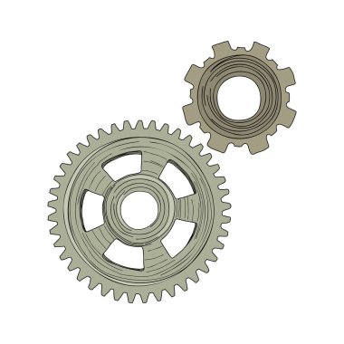 Çarklar - el çizimi vektör çizimi. Düz renk tasarımı.