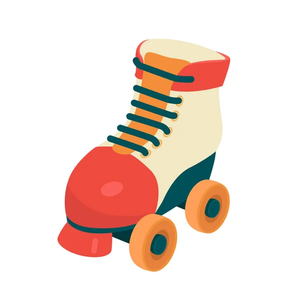 Patins Roulettes Vintage Illustration Vectorielle Dessinée Main Conception Couleur Plate — Image vectorielle