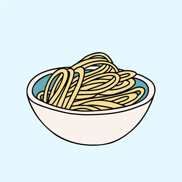 Noodles Hand Drawn Vector Illustration Flat Color Design — Stock Vector