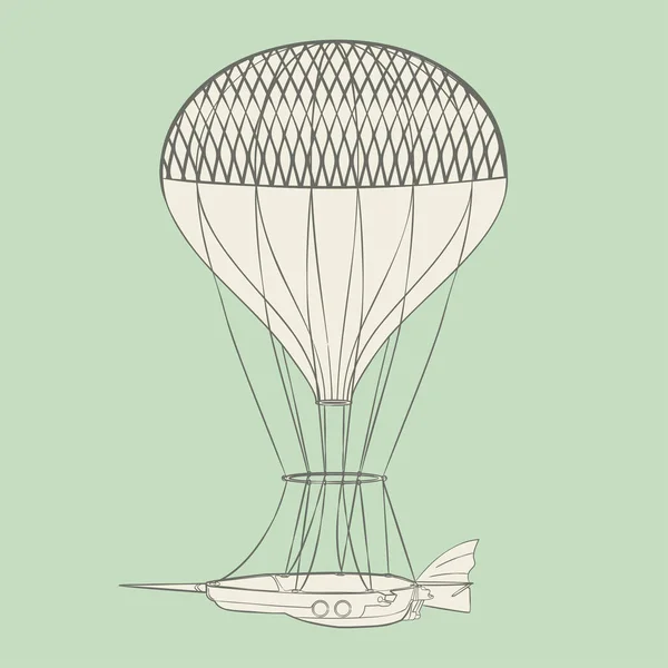 Hot Air Balloon Steam Punk Style Hand Drawn Vector Illustration — Stock Vector