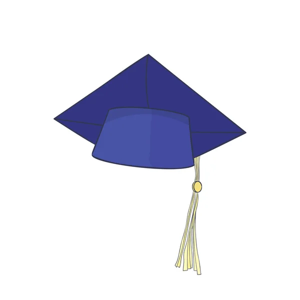 Graduation Cap Hand Drawn Vector Illustration Flat Colors — Stock Vector