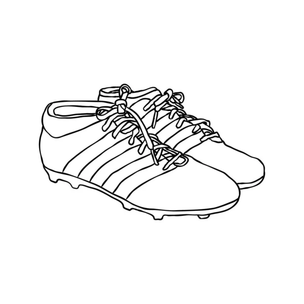 Par Zapatos Fútbol Ilustración Vectorial Lineal Dibujada Mano — Vector de stock