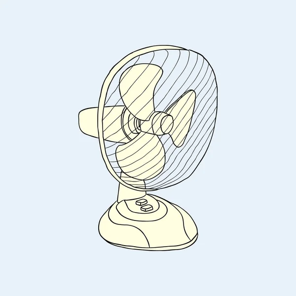 Asztali Ventilátor Kézzel Rajzolt Vektor Illusztráció Lapos Színű Kialakítás — Stock Vector