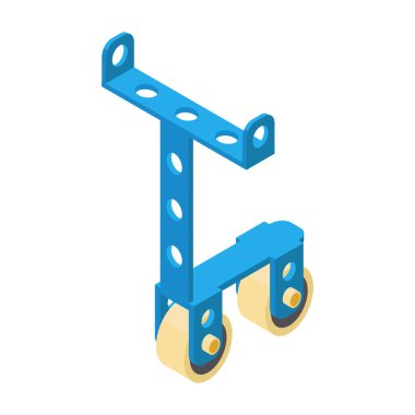 Scooter, el çizimi izometrik vektör çizimi. Düz renk tasarımı.