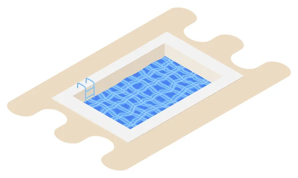 Piscina Ilustração Vetorial Isométrica Isolada Branco Projeto Cor Plana — Vetor de Stock