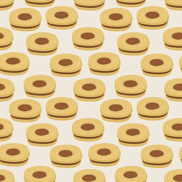Sömlöst Mönster Med Cookies Handritad Vektorillustration Platta Färger Lätt Att — Stock vektor