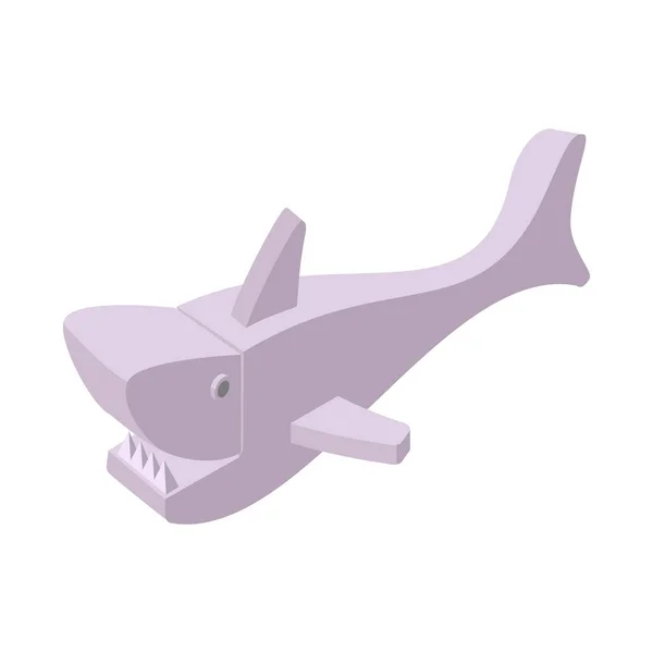 Shark Isometric Vector Illustration Isolated White Flat Color Design — Stock Vector