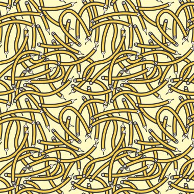 Kalemlerle kusursuz desen. Düz renk tasarımı, hatırlaması kolay.