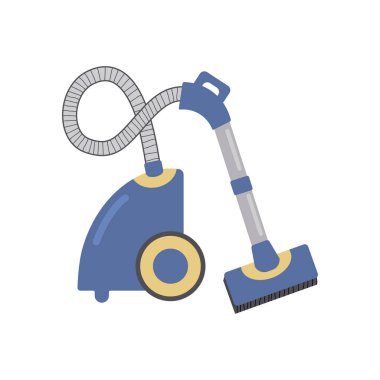 Elektrikli süpürge ikonu - elle çizilmiş vektör çizimi beyaza izole edildi. Düz renkler.