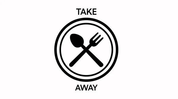Vector Isolated Food Take Away Sign Pictogram Met Een Mes — Stockvector