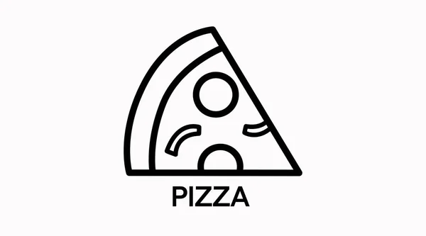 Illustration Noir Blanc Une Tranche Pizza Isolée Par Vecteur Icône — Image vectorielle