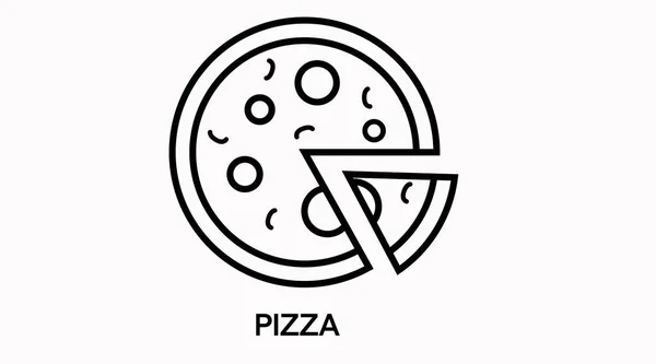 Vektor Isolerad Svart Och Vit Pizza Illustration Pizza Flat Ikon — Stock vektor