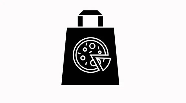 Ilustración Aislada Vectorial Una Bolsa Para Llevar Con Icono Pizza — Vector de stock
